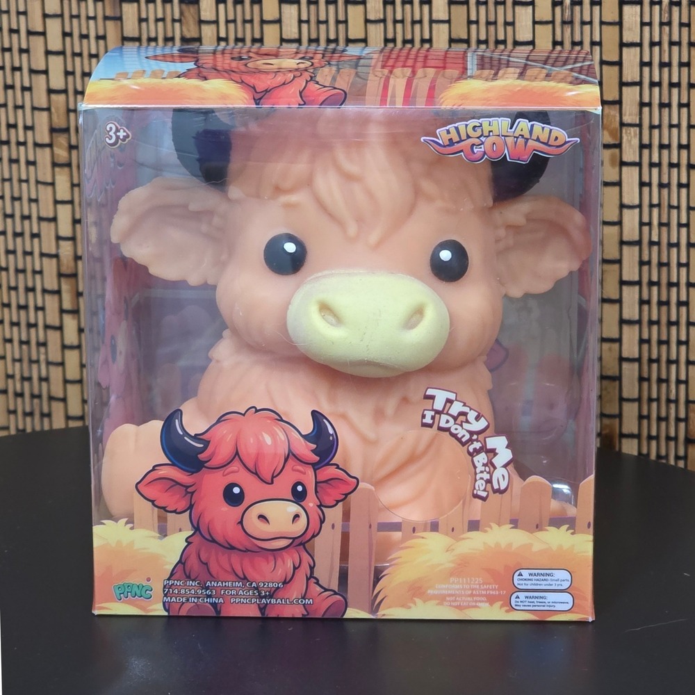 Highland Cow Squishy Slow Rise Sensory‎ Toy Peach PP111225 New in Box PPNC